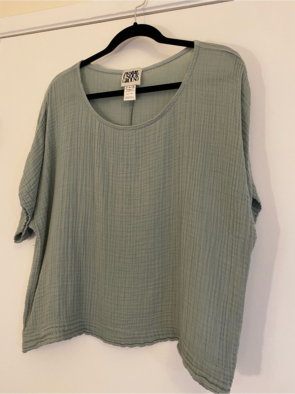 Prairie Underground Easy Scoop-Neck Short Sleeve Top in Sage